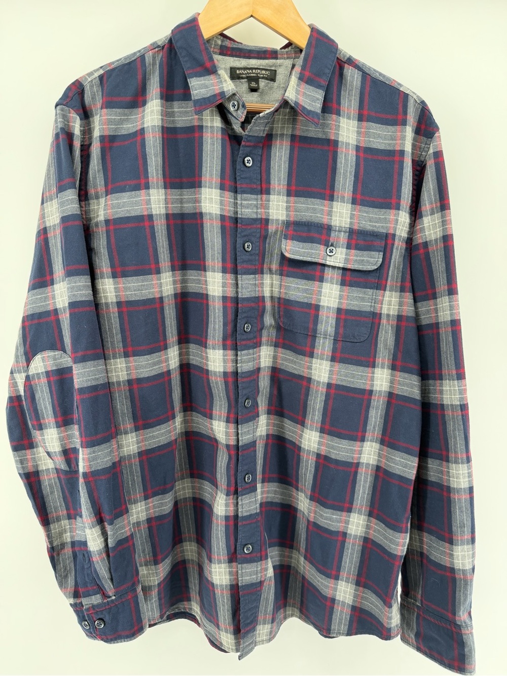 Banana Republic Men's Navy Plaid Button-Up Shirt